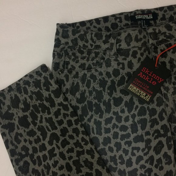 Forever 21 Denim - Forever 21 Skinny Ankle Jeans Animal Print NWT